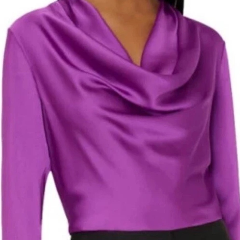 Milly Fuschia/Purple Satin Cowl Neck Blouse